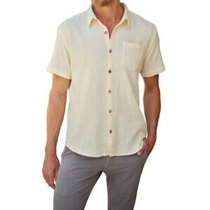 NEW ROAD TO NOWHERE hudson short sleeve shirt in ivory